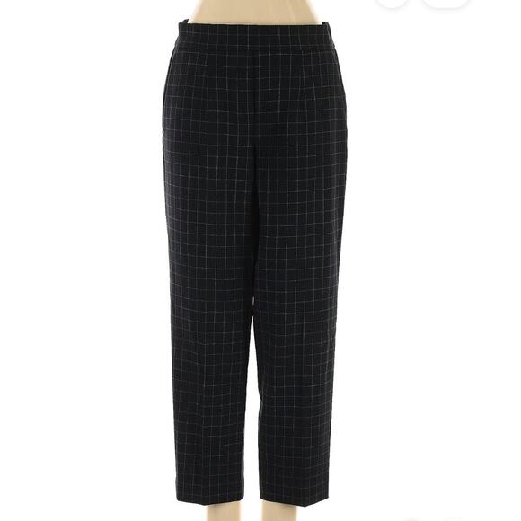 Aritzia Babaton Black Windowpane Patterned Pants Slim Straight Leg High Rise 0 - Picture 1 of 7